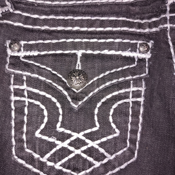 L.A. Idol Black Bootcut Jeans with Thick White Stitching - Picture 10 of 11